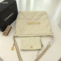 Chanel Women 22 Small Handbag Shiny Calfskin & Gold-Tone Metal Beige (2)