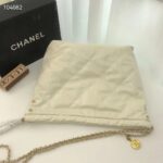 Chanel Women 22 Small Handbag Shiny Calfskin Gold-Tone Metal Beige – Image 5