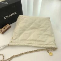 Chanel Women 22 Small Handbag Shiny Calfskin & Gold-Tone Metal Beige (2)