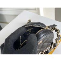 Chanel Women Chain Handbag Goatskin Leather Gold-Tone Metal Black (8)