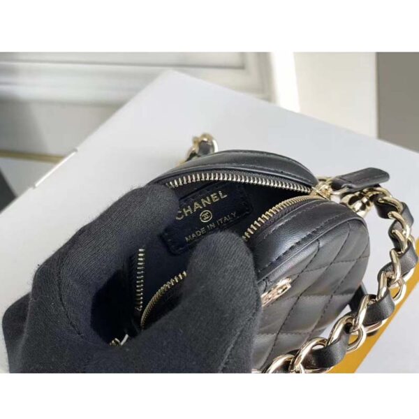 Chanel Women Chain Handbag Goatskin Leather Gold-Tone Metal Black (1)