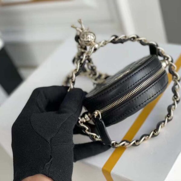 Chanel Women Chain Handbag Goatskin Leather Gold-Tone Metal Black (3)
