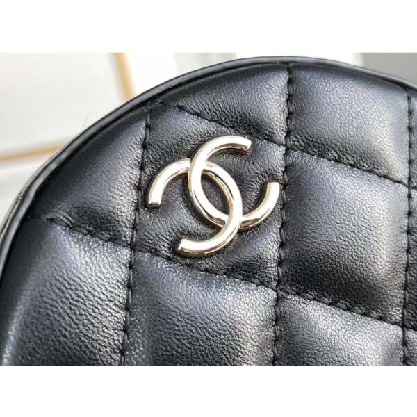 Chanel Women Chain Handbag Goatskin Leather Gold-Tone Metal Black (9)