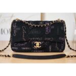 Chanel Women Large Flap Bag Printed Denim Gold-Tone Metal Black Multicolor - Image 2
