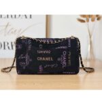 Chanel Women Large Flap Bag Printed Denim Gold-Tone Metal Black Multicolor - Image 5
