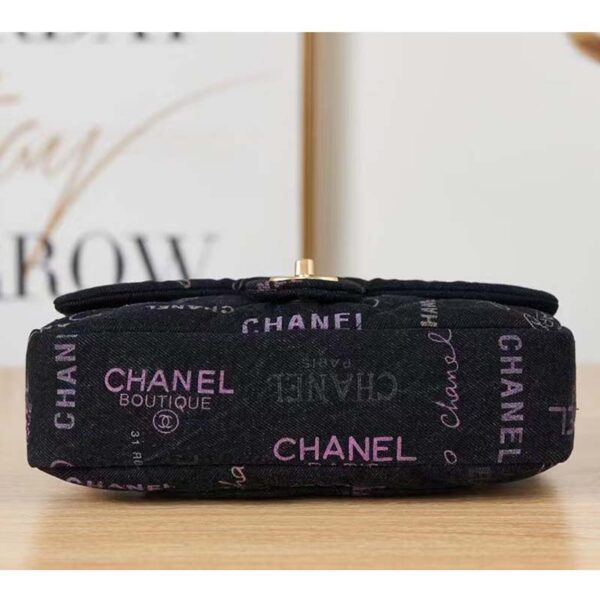 Chanel Women Large Flap Bag Printed Denim Gold-Tone Metal Black Multicolor (6)