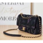Chanel Women Large Flap Bag Printed Denim Gold-Tone Metal Black Multicolor - Image 3