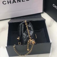 Chanel Women Mini Flap Bag Calfskin Gold-Tone Ball Metal Black (9)