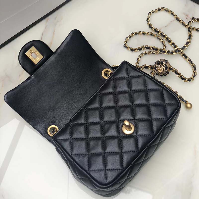 Chanel Mini Flap Bag Lambskin & Gold-tone Metal - Black