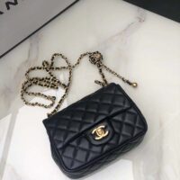 Chanel Women Mini Flap Bag Calfskin Gold-Tone Ball Metal Black (9)