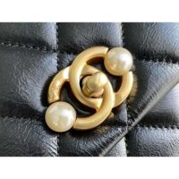 Chanel Women Mini Flap Bag Calfskin Imitation Pearls Gold-Tone Metal Black (9)