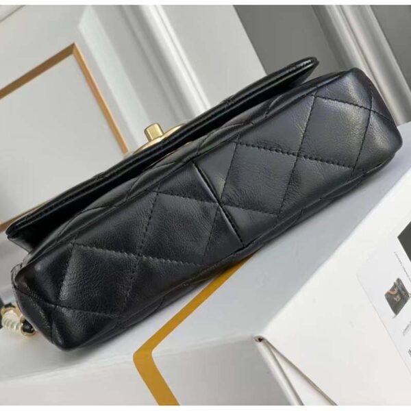 Chanel Women Mini Flap Bag Calfskin Imitation Pearls Gold-Tone Metal Black (6)