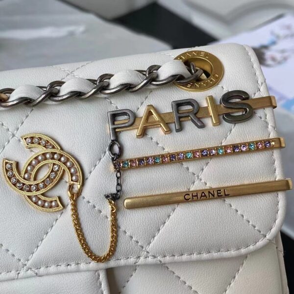 Chanel Women Mini Flap Bag Lambskin Glass Imitation Pearls Strass Gold Silver (2)