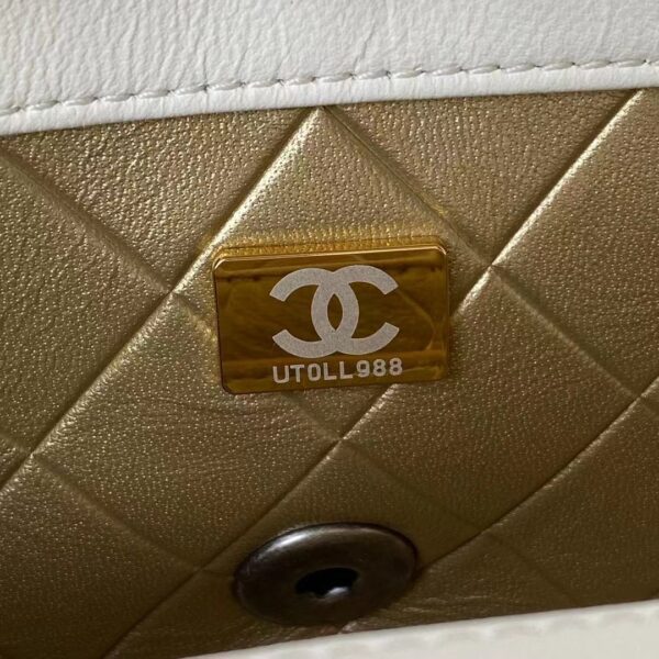 Chanel Women Mini Flap Bag Lambskin Glass Imitation Pearls Strass Gold Silver (9)