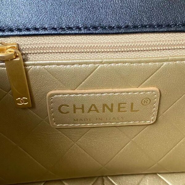 Chanel Women Small Flap Bag Black Lambskin Glass Pearls Strass Gold Silver (6)