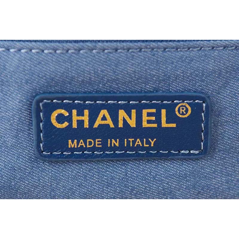 Chanel Women Small Flap Bag Printed Denim Gold-Tone Metal Blue Multicolor -  LULUX