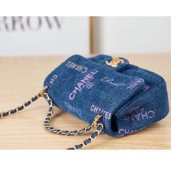 Chanel Women Small Flap Bag Printed Denim Gold-Tone Metal Blue Multicolor (3)