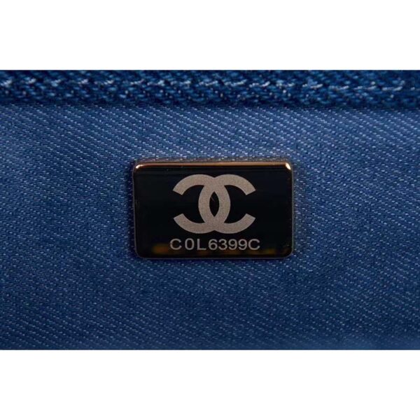 Chanel Women Small Flap Bag Printed Denim Gold-Tone Metal Blue Multicolor (9)