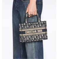 Dior CD Women Mini Dior Book Tote Blue Dior Oblique Embroidery (1)