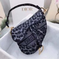 Dior CD Women Saddle Bag Gray Mizza Embroidery Magnetic ‘D’ Stirrup Closure (8)