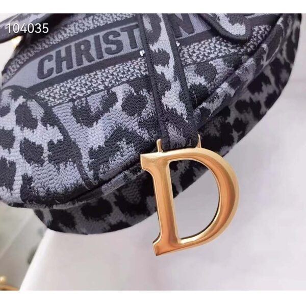 Dior CD Women Saddle Bag Gray Mizza Embroidery Magnetic ‘D’ Stirrup Closure (5)