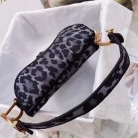 Dior CD Women Saddle Bag Gray Mizza Embroidery Magnetic ‘D’ Stirrup Closure (8)