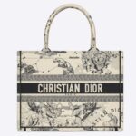 Dior Unisex CD Medium Dior Book Tote Beige Latte Dior Zodiac Embroidery