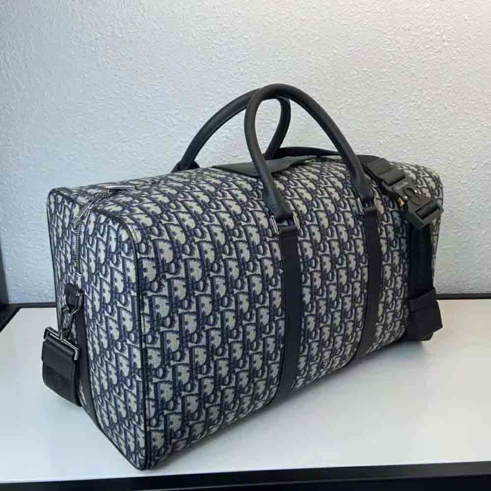 Dior Unisex Lingot 50 Bag Beige Black Dior Oblique Jacquard
