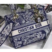 Dior Women CD Medium Lady D-Lite Bag Blue Toile De Jouy Reverse Embroidery (5)