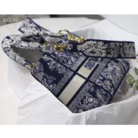 Dior Women CD Medium Lady D-Lite Bag Blue Toile De Jouy Reverse Embroidery (5)