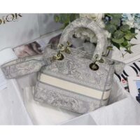 Dior Women CD Medium Lady D-Lite Bag Gray Toile De Jouy Reverse Embroidery (2)