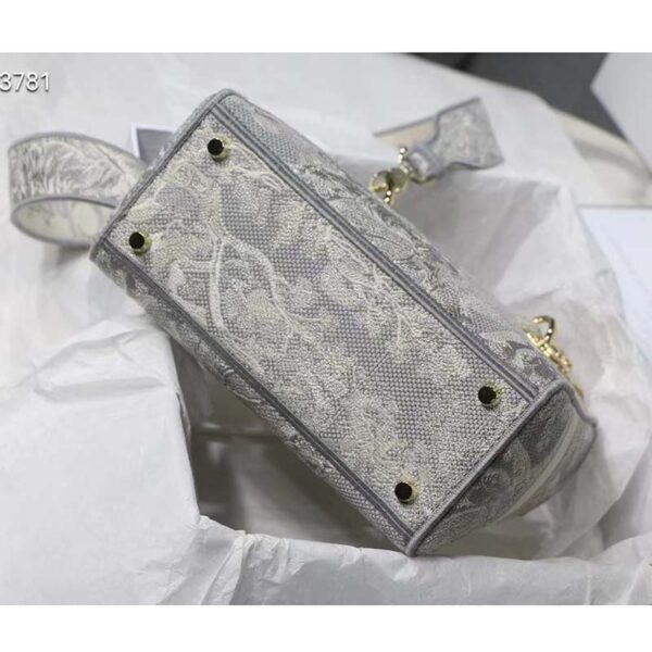Dior Women CD Medium Lady D-Lite Bag Gray Toile De Jouy Reverse Embroidery (7)