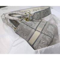 Dior Women CD Medium Lady D-Lite Bag Gray Toile De Jouy Reverse Embroidery (2)