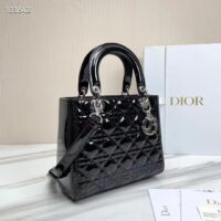 Dior Women CD Medium Lady Dior Bag Black Patent Cannage Calfskin (2)