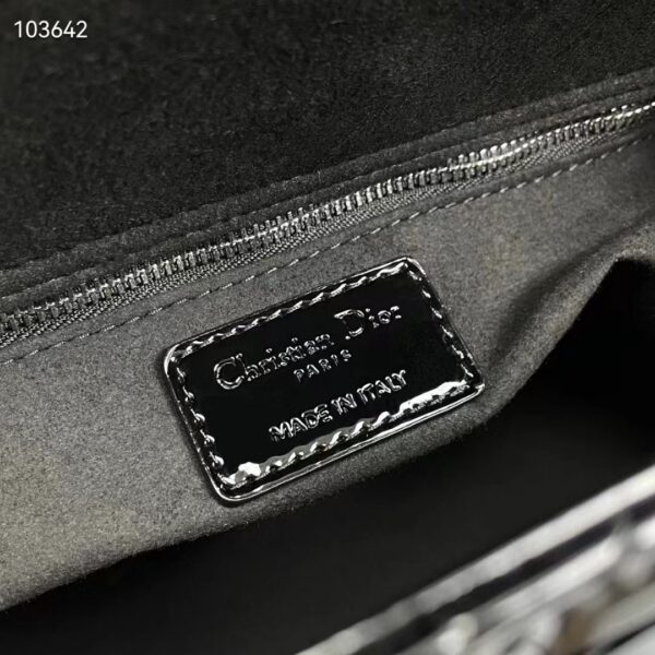 Dior Women CD Medium Lady Dior Bag Black Patent Cannage Calfskin (10)