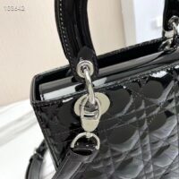 Dior Women CD Medium Lady Dior Bag Black Patent Cannage Calfskin (2)