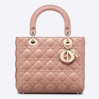 Dior Women CD Medium Lady Dior Bag Blush Cannage Lambskin (1)