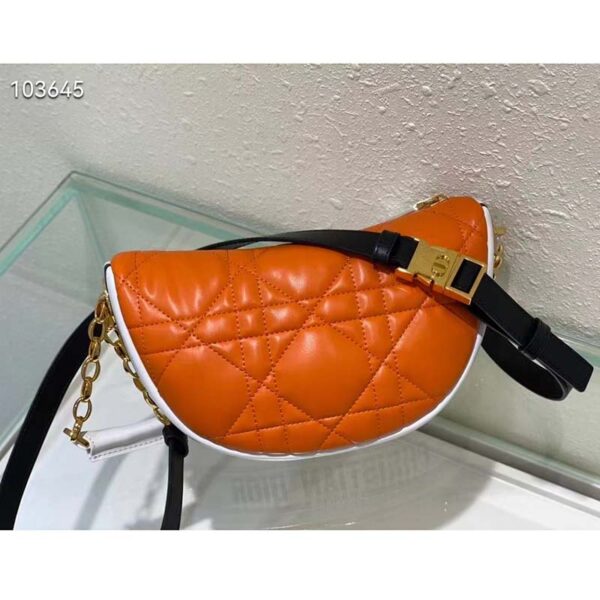 Dior Women CD Small Dior Vibe Hobo Bag Fluorescent Orange Macrocannage Lambskin (10)