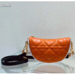 Dior Women CD Small Dior Vibe Hobo Bag Fluorescent Orange Macrocannage Lambskin - Image 4