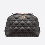 Dior Caro Skönhetsväska för kvinnor i svart Cannage-lammskinn