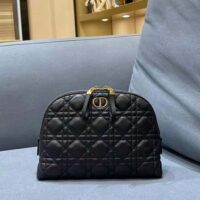 Dior Women Caro Beauty Pouch Black Cannage Lambskin (1)