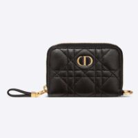 Dior Women Caro Detachable Card Holder Black Supple Cannage Calfskin (1)