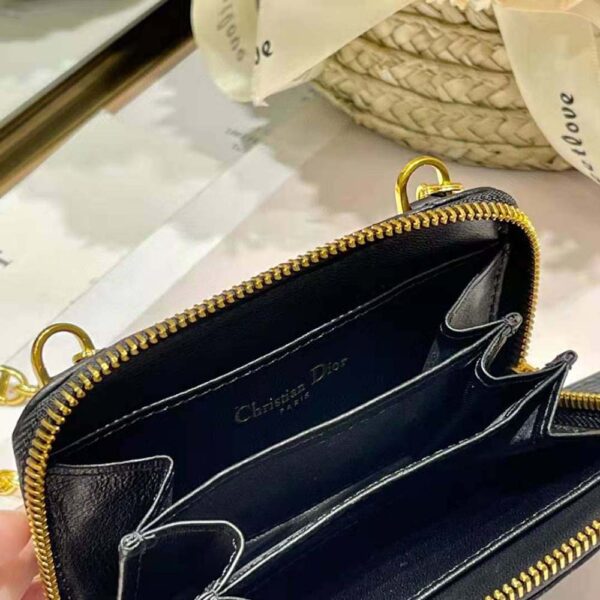 Dior Women Caro Detachable Card Holder Black Supple Cannage Calfskin (10)