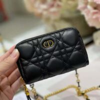 Dior Women Caro Detachable Card Holder Black Supple Cannage Calfskin (1)