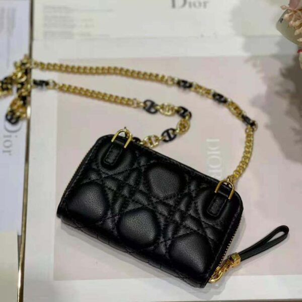 Dior Women Caro Detachable Card Holder Black Supple Cannage Calfskin (7)