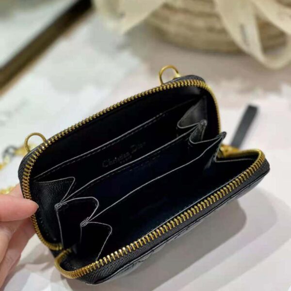 Dior Women Caro Detachable Card Holder Black Supple Cannage Calfskin (9)