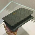 Dior Women Caro Zipped Pouch with Chain Cedar Green Supple Cannage Calfskin - Image 5