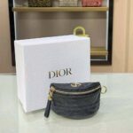Dior Women Detachable Dior Caro Half-Moon Coin Purse-Black – Image 2
