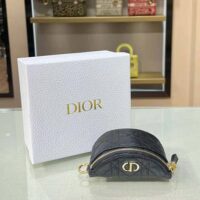 Dior Women Detachable Dior Caro Half-Moon Coin Purse-Black (1)