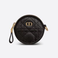 Dior Women Detachable Dior Caro Round Coin Purse-Black (1)